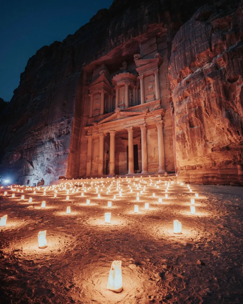 The Treasury at Petra lit by hundreds of candles during Petra by Night